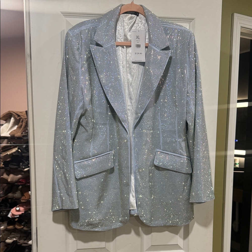 AKIRA Sparkling Silver Women's Blazer